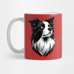 Stunning and Cool Border Collie Monochrome and Gold Portrait for Father's Day Mug